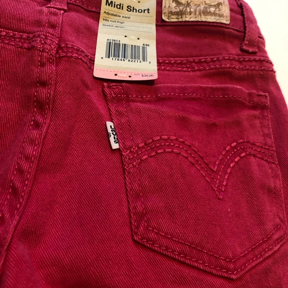 Levi’s Girls Denim Midi Short Fuchsia Adjustable Waist Size 10R - Picture 5 of 7